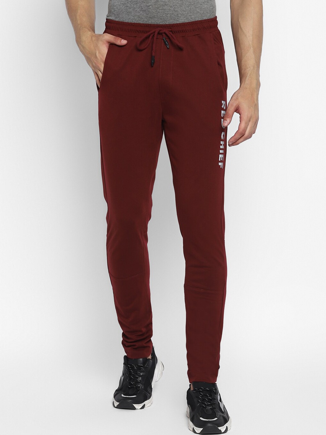 

Red Chief Men Maroon Solid Slim-Fit Track Pants