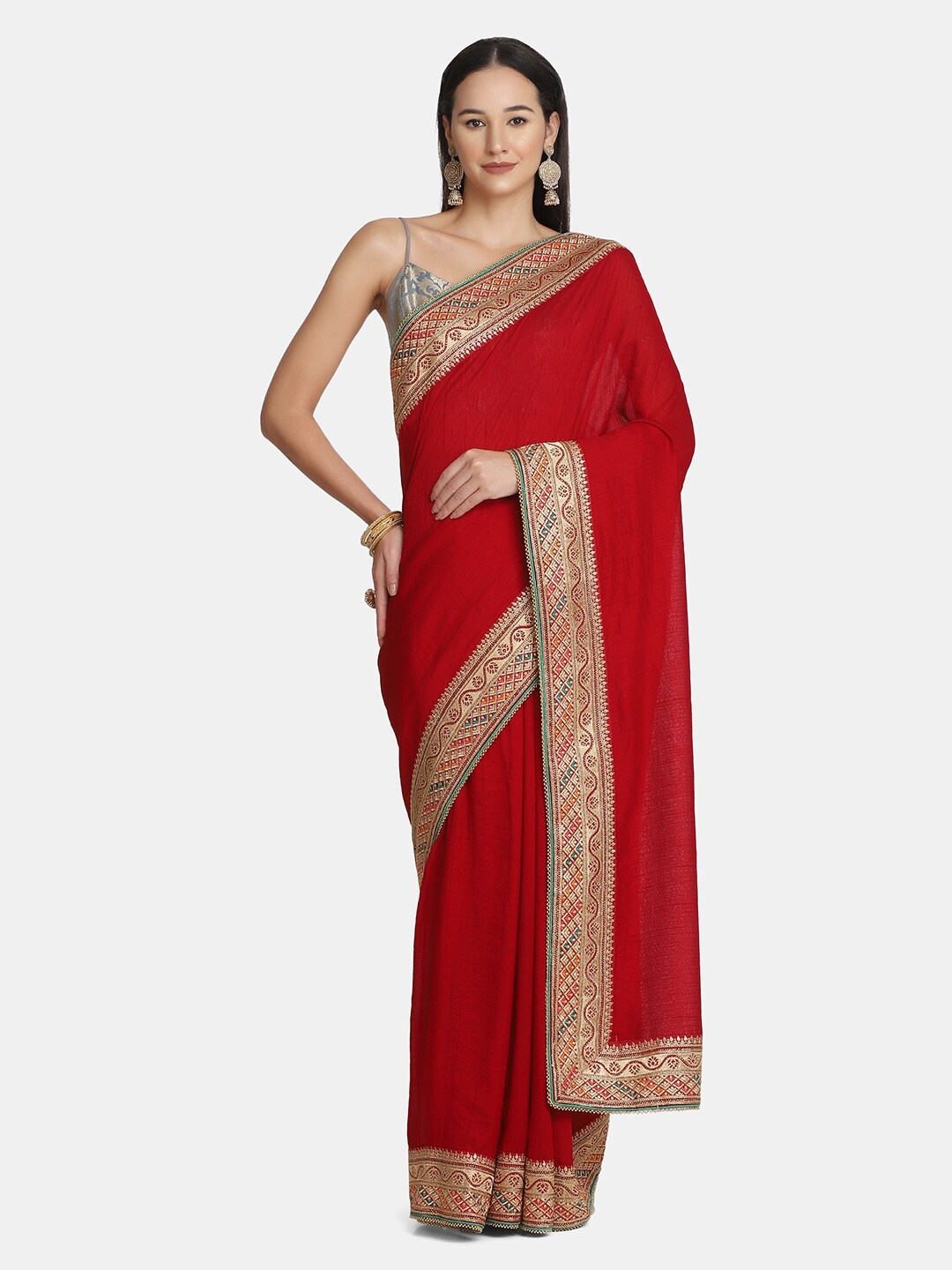 

BOMBAY SELECTIONS Maroon Woven Design Art Silk Saree