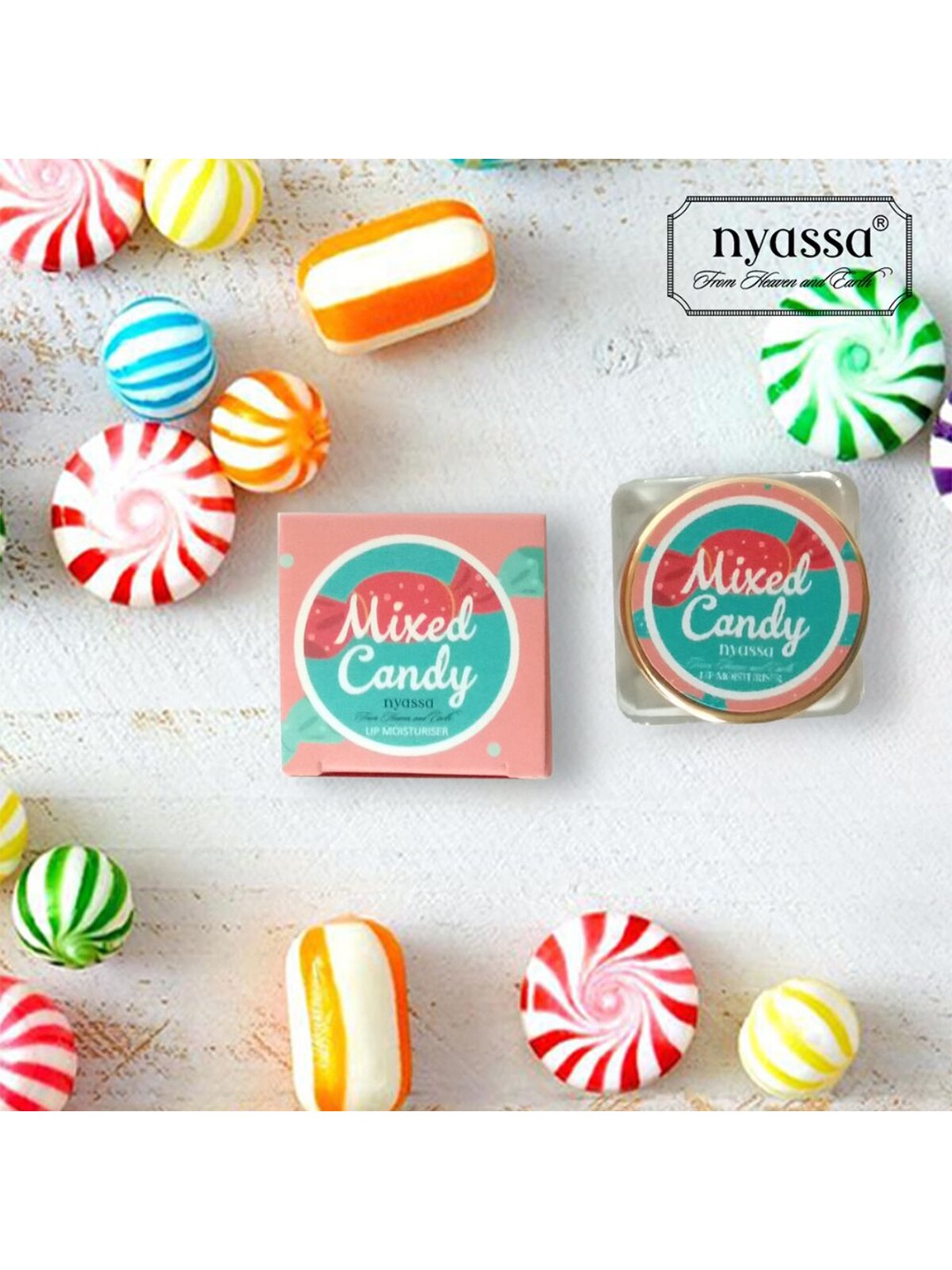 

Nyassa Mixed Candy Natural Moisturizing Lip Balm with Sweet Almond Oil & Jojoba Oil - 10g, Pink