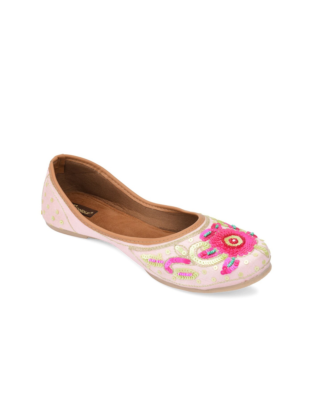 

DESI COLOUR Women Pink Embellished Ethnic Mojaris