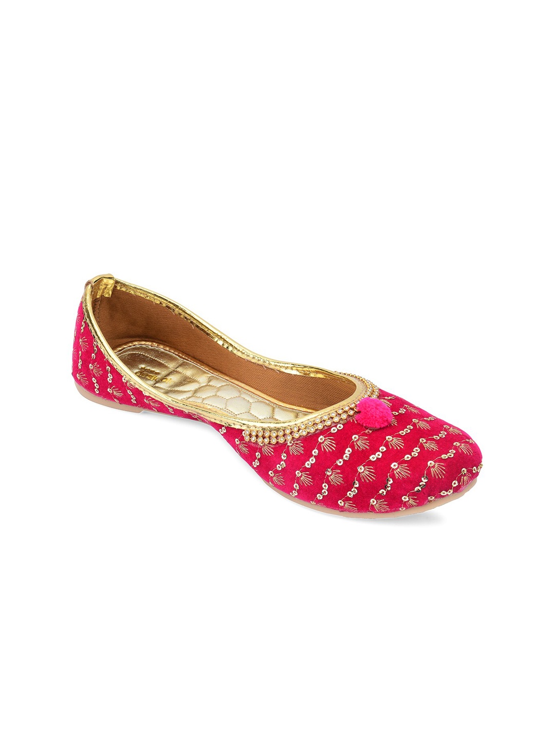 

DESI COLOUR Women Pink Printed Ethnic Ballerinas Flats