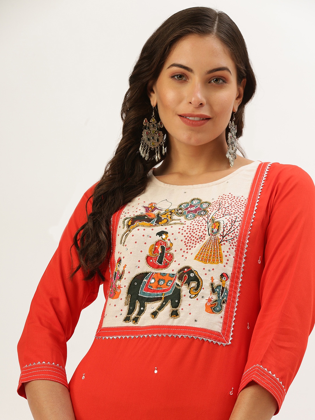 

SHOWOFF Women Orange Ethnic Motifs Printed Kurta