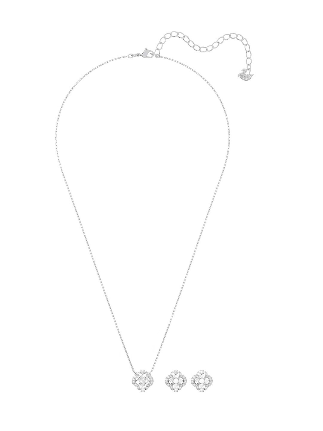 

SWAROVSKI Silver Toned & White Rhodium-Plated Studded Jewellery Set