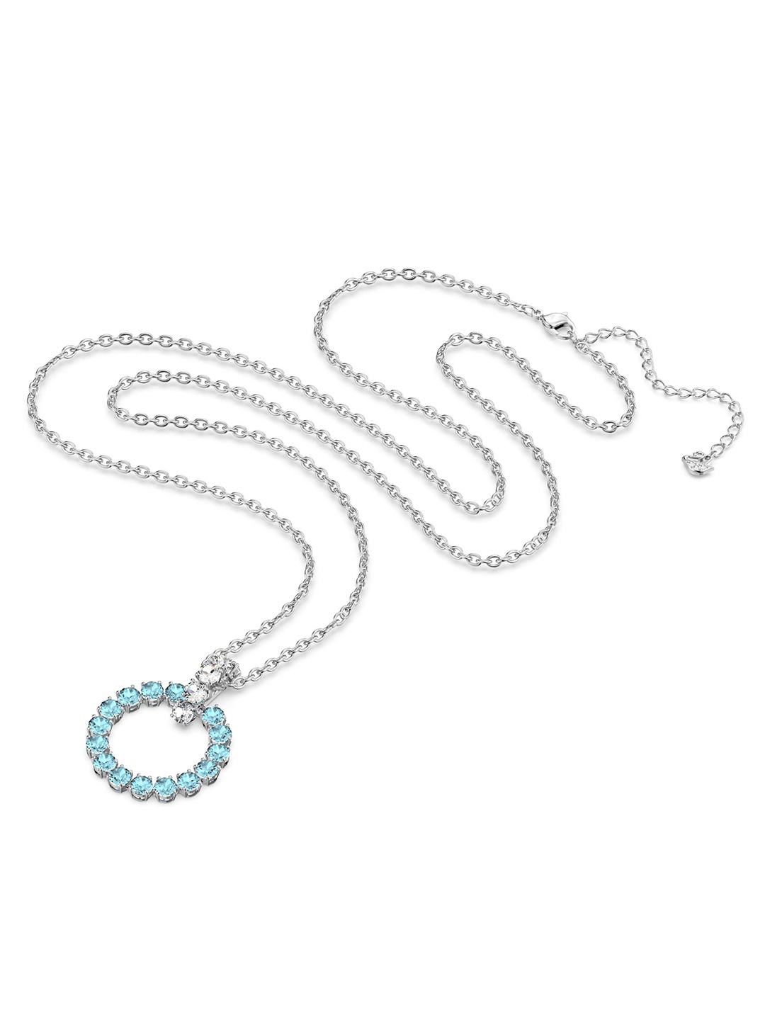 

SWAROVSKI Blue & Silver-Toned Rhodium-Plated Crystals Necklace