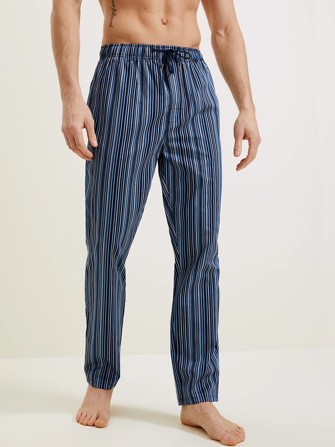 

Marks & Spencer Men Blue & Black Striped Pyjamas