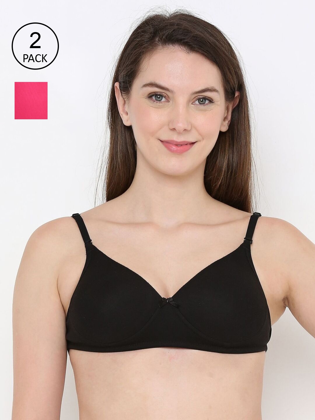 

Berrys Intimatess Pack of 2 Solid T-shirt Bras, Black