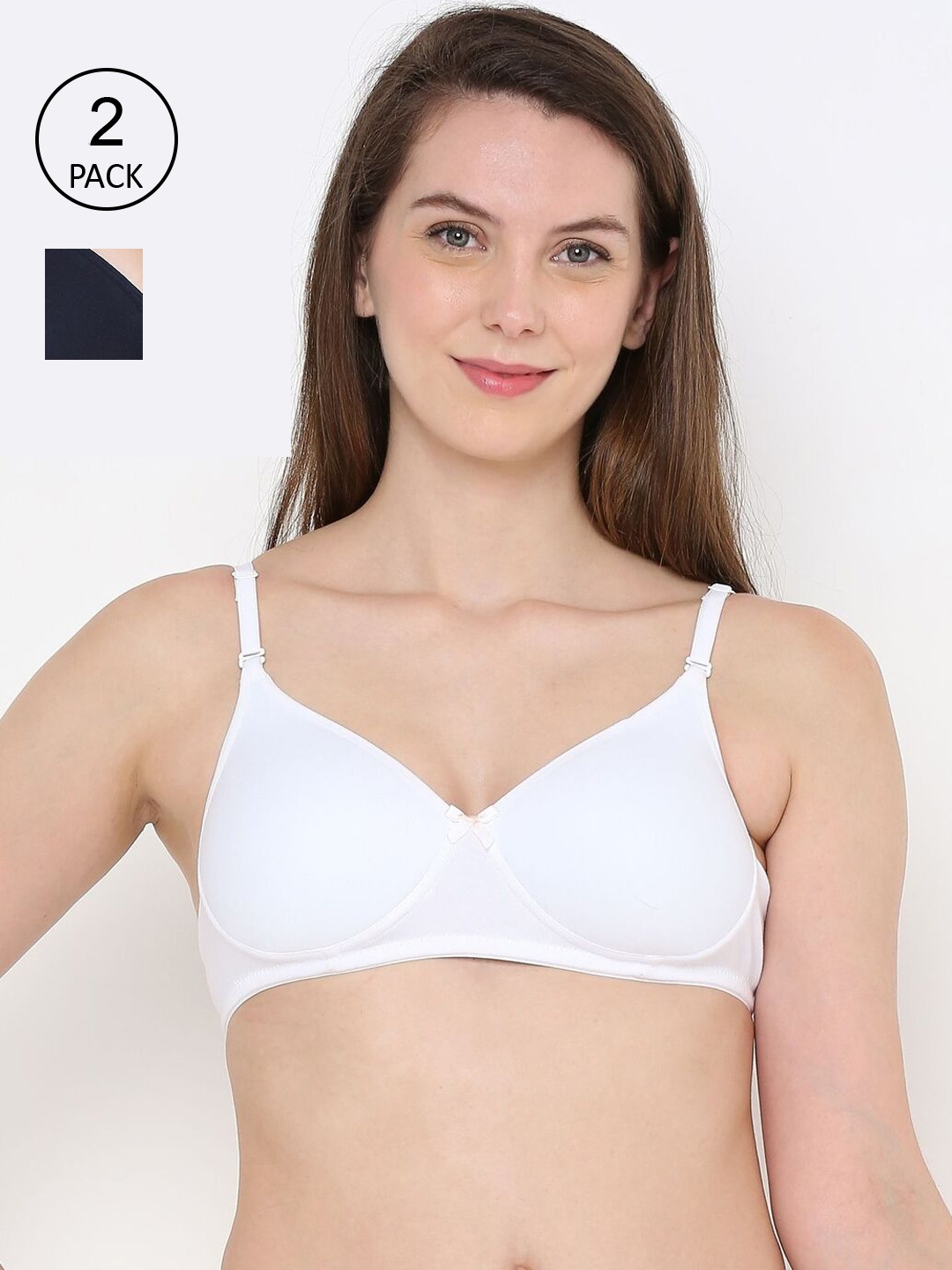 

Berrys Intimatess White & Navy Blue Pack of 2 Non Wired Non Padded Bra