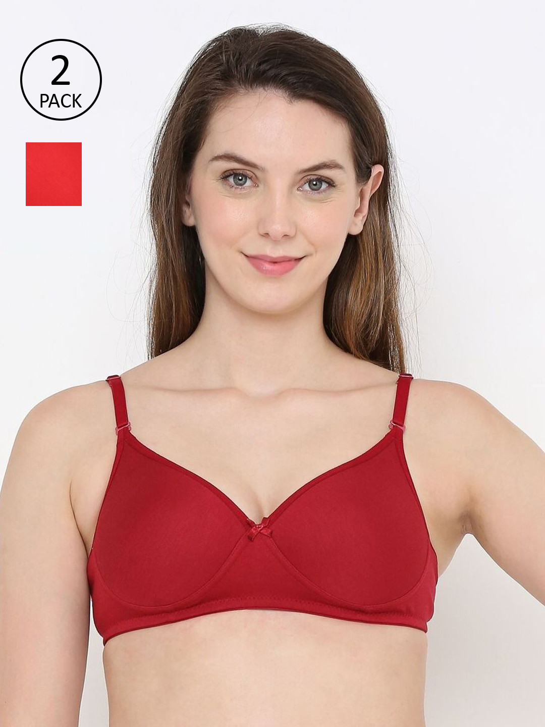 

Berrys Intimatess Pack of 2 Solid T-shirt Bras, Maroon