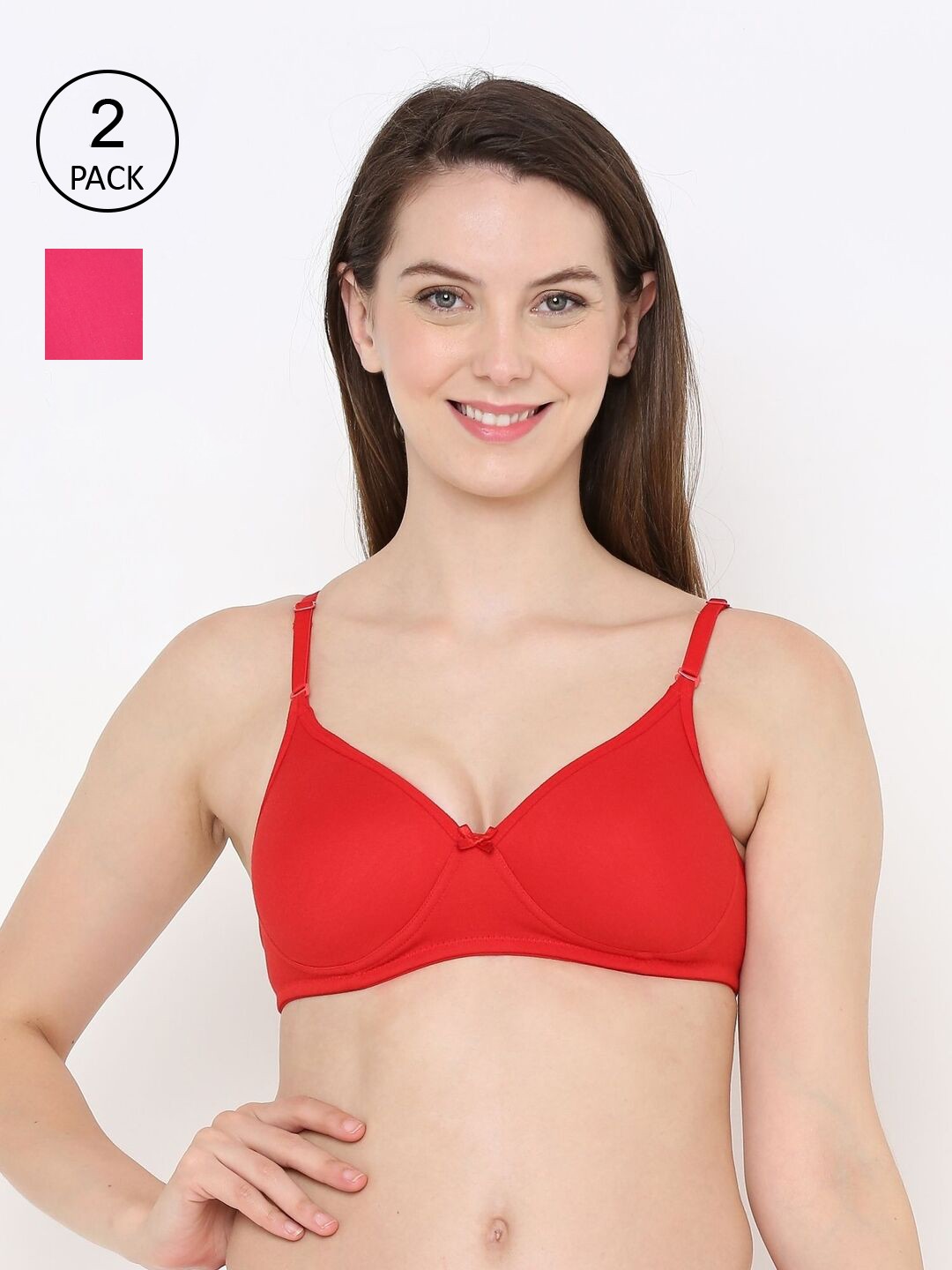 

Berrys Intimatess Red & Pink Set of 2 Solid Non Padded Cotton Bra