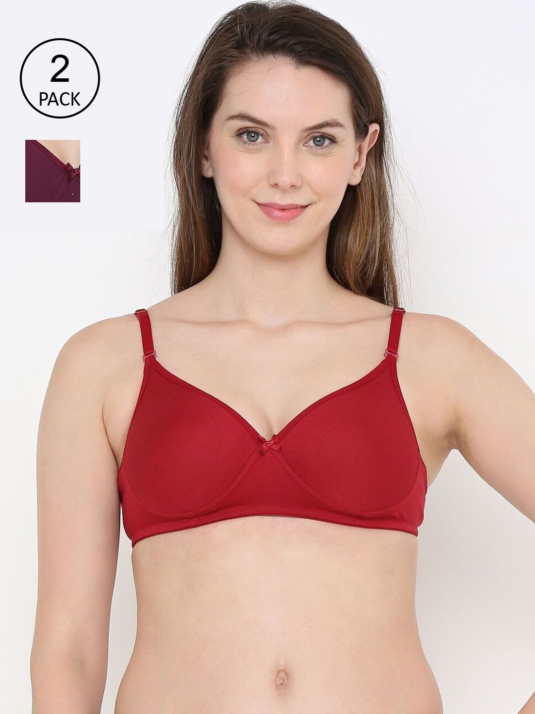 

Berrys Intimatess Pack Of 2 Maroon & Violet Everyday Bra - Lightly Padded