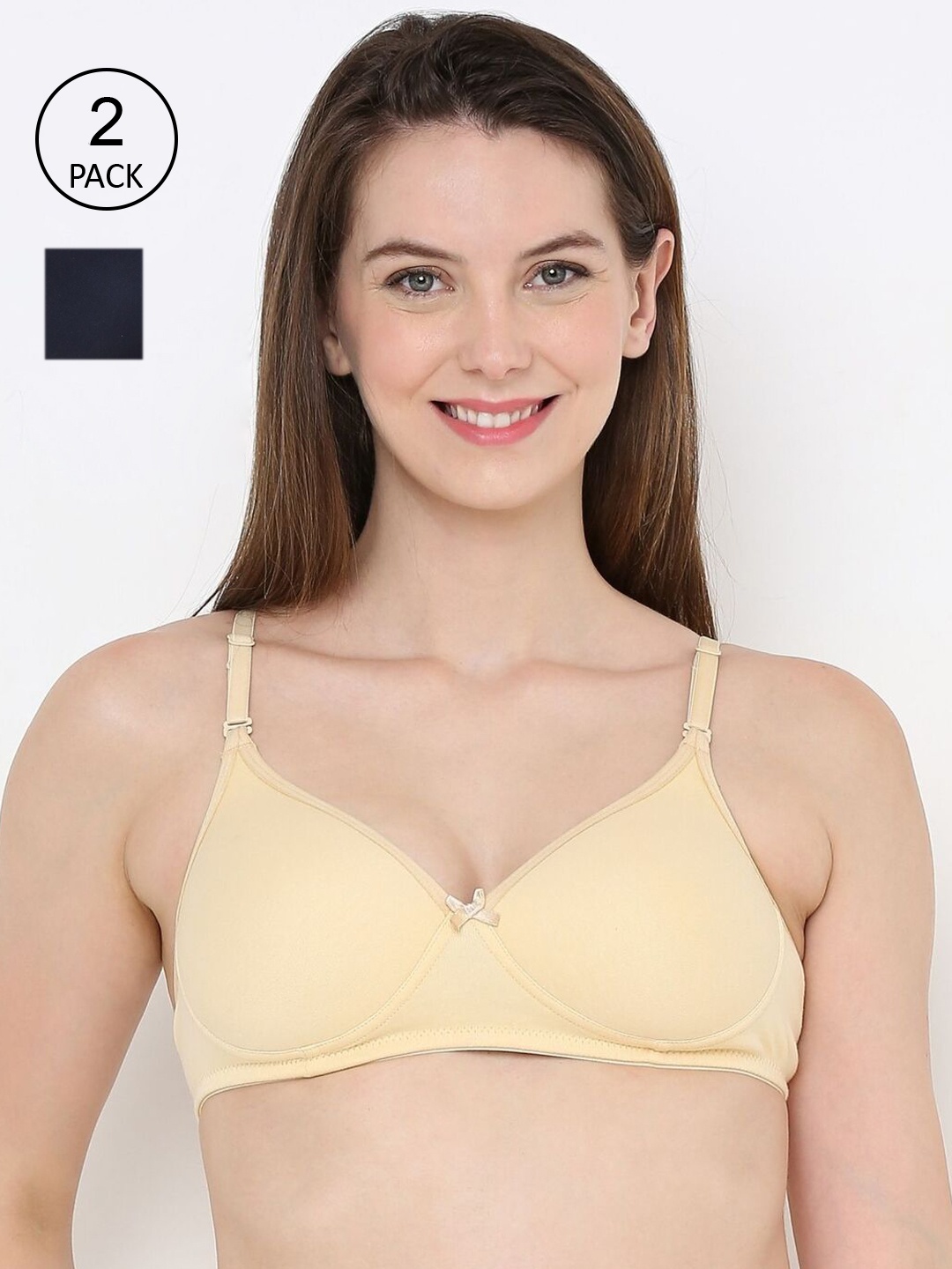 

Berrys Intimatess Pack Of 2 Beige & Navy Blue Bra Padded