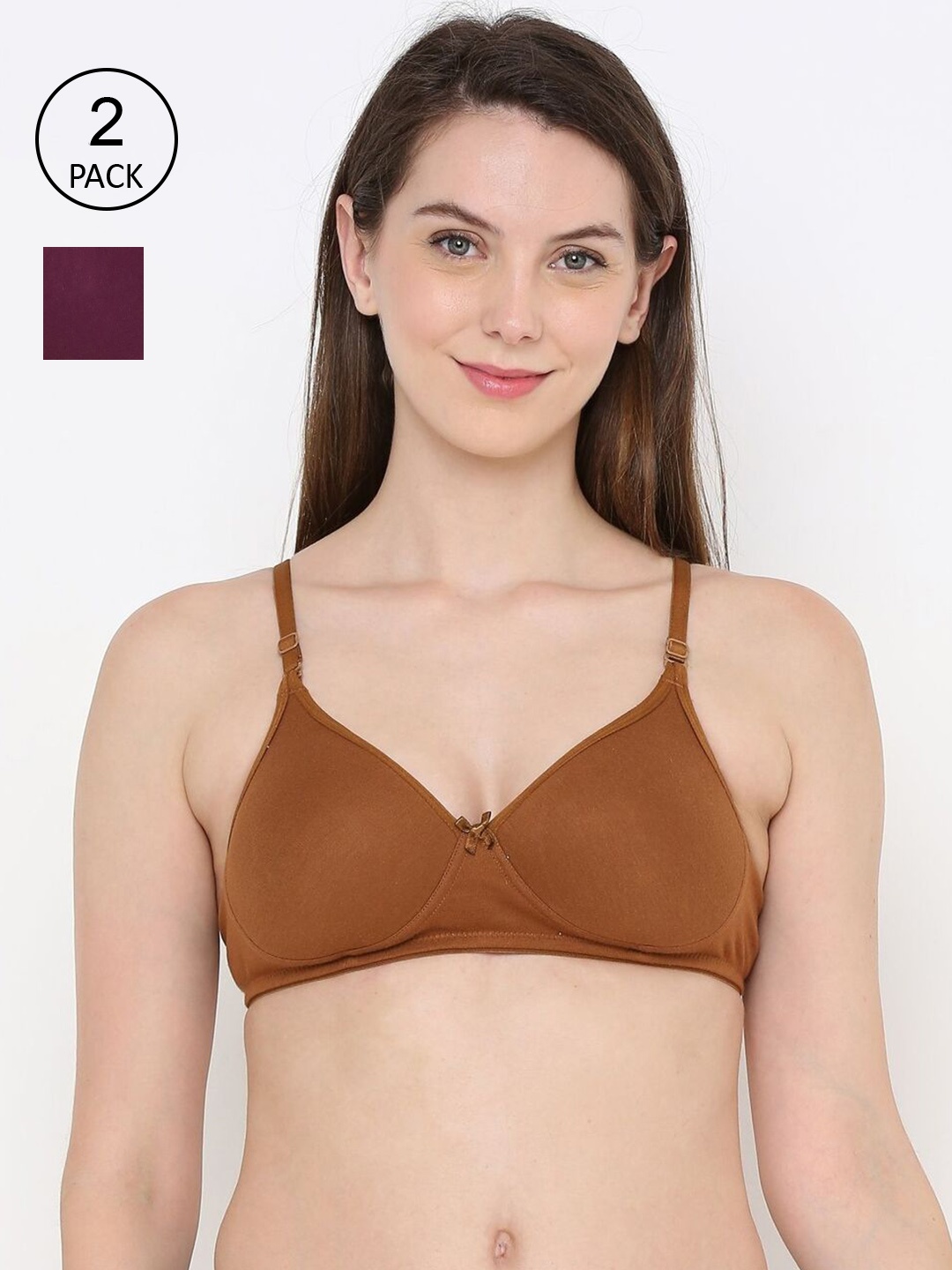 

Berrys Intimatess Pack Of 2 Coffee Brown & Violet Bra Padded