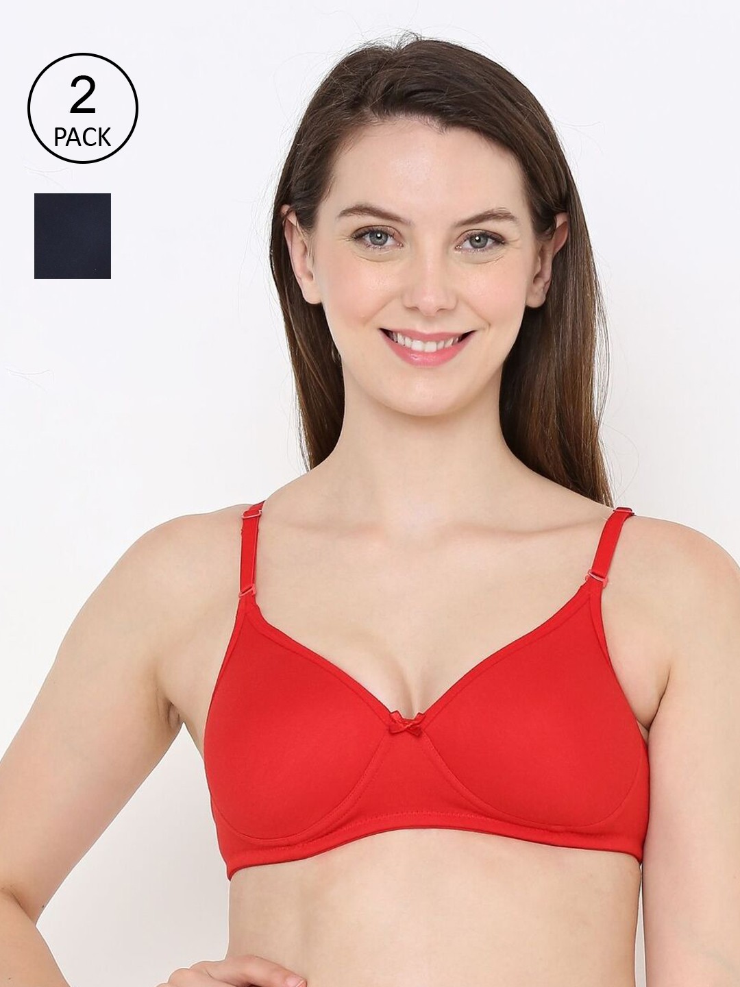 

Berrys Intimatess Pack of 2 Red & Navy Blue Everyday Bra - Lightly Padded