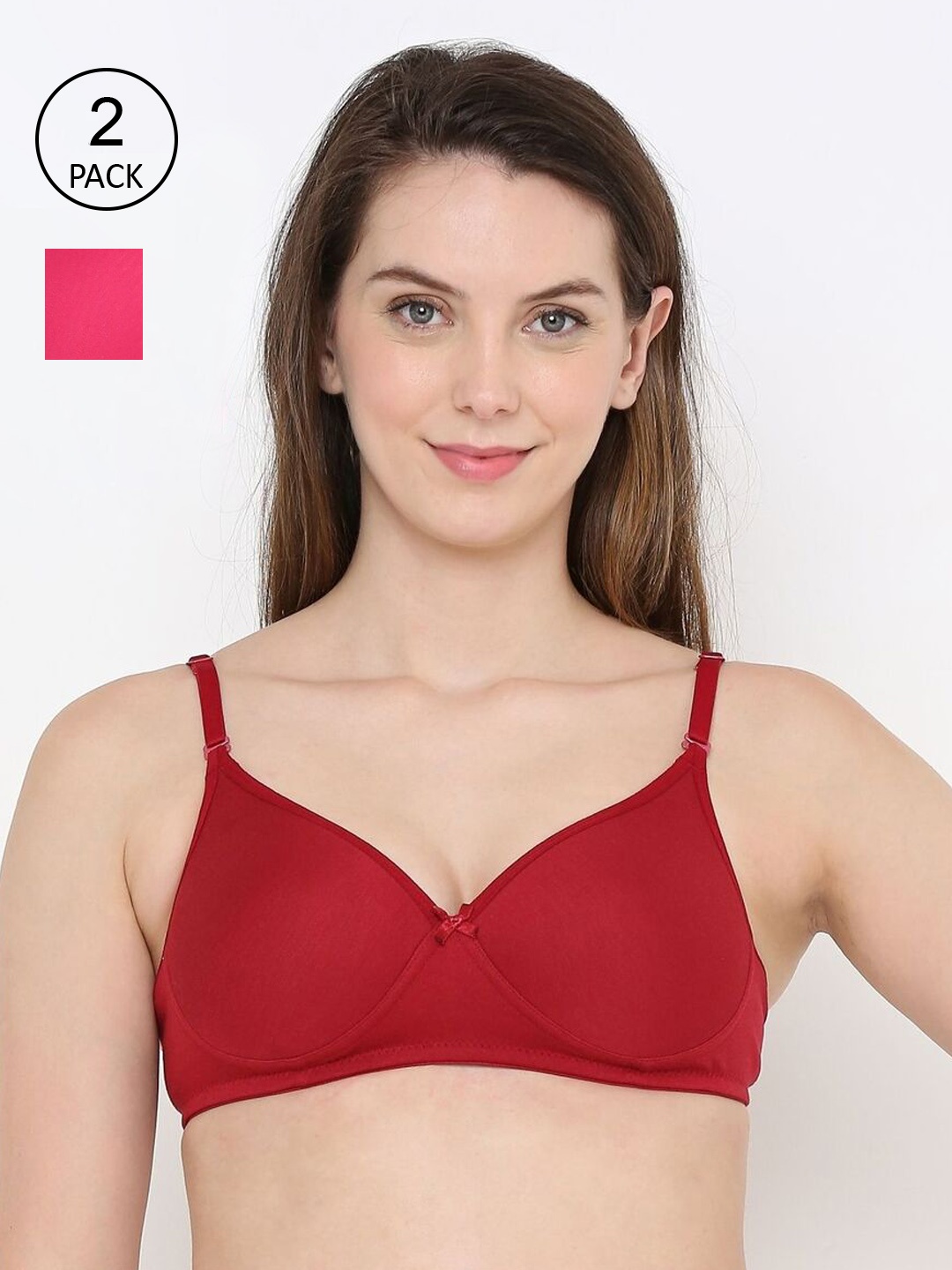

Berrys Intimatess Pack Of 2 Maroon & Pink Bra - Lightly Padded
