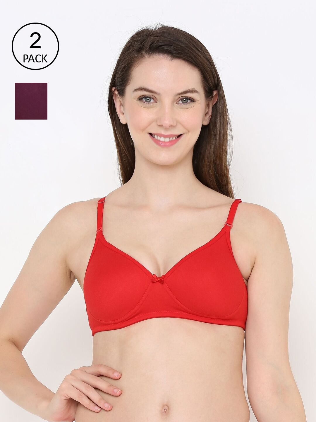 

Berrys Intimatess Red & Violet Set Of 2 Multiway Non Padded Everyday Bra