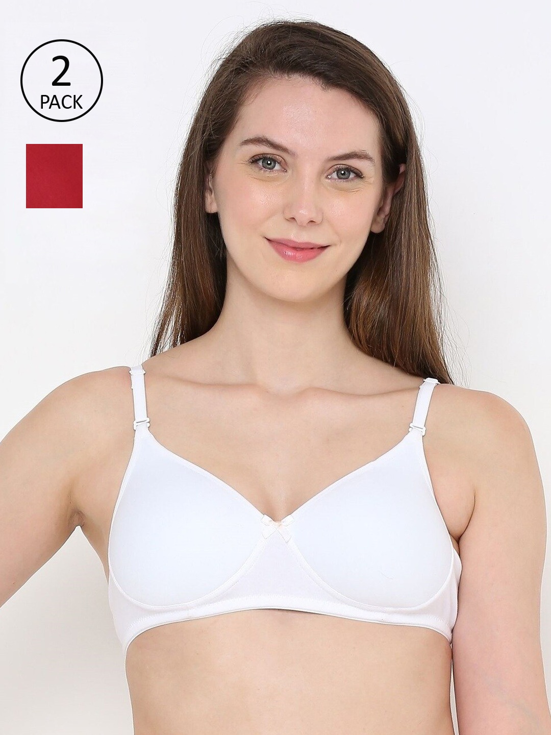

Berrys Intimatess Pack Of 2 White & Maroon Non Padded Everyday Bra