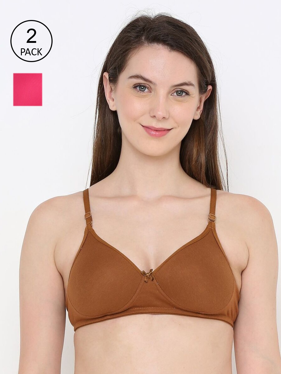 

Berrys Intimatess Coffee Brown & Pink Pack Of 2 Basic Padded Bra