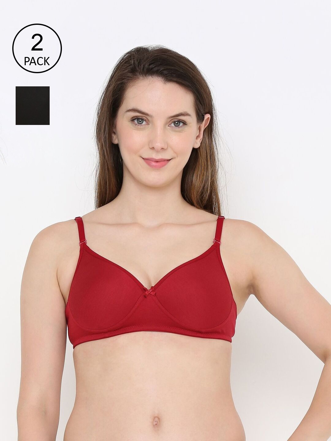 

Berrys Intimatess Maroon & Black Non Padded Non Wired Everyday Bra Pack Of 2