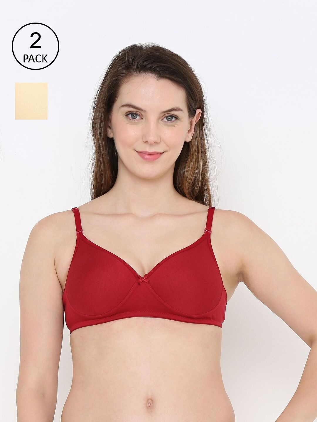 

Berrys Intimatess Pack Of 2 Maroon & Beige Bra Padded