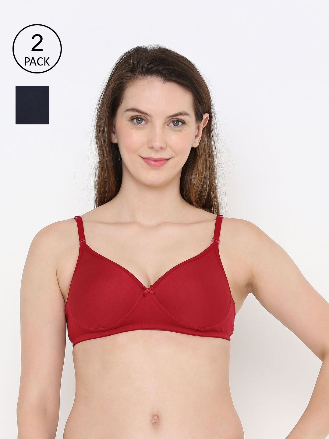 

Berrys Intimatess Pack Of 2 Maroon & Navy Blue Seamless Basic Bra