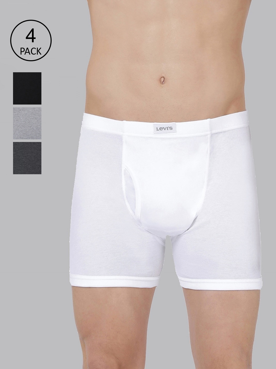 

Levis Men Pack of 4 Pure Cotton Long Length Trunk with Ultrasoft Waistband, Assorted