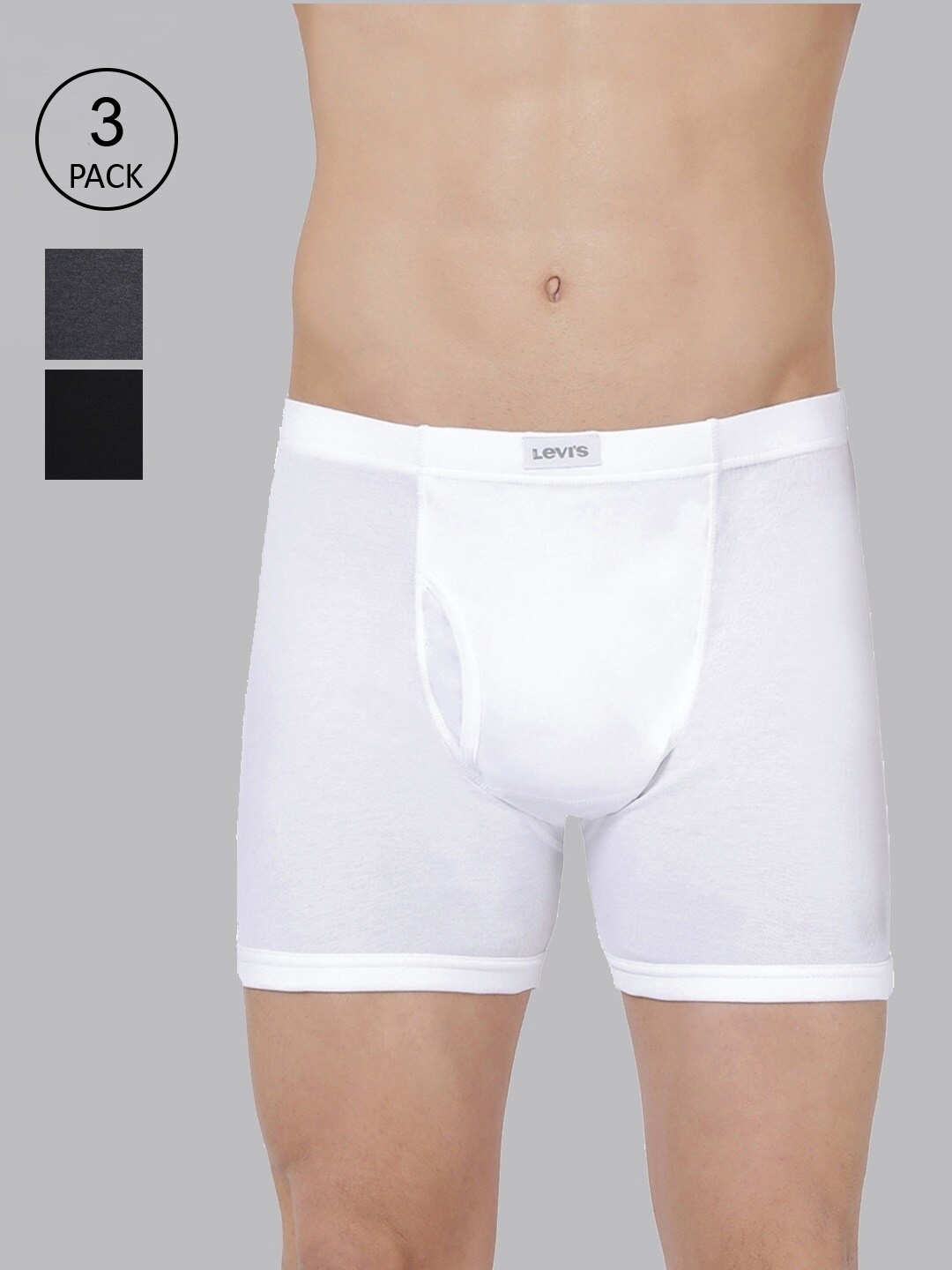 

Levis Men Pack of 3 Pure Cotton Long Length Trunk with Ultrasoft Waistband, Assorted