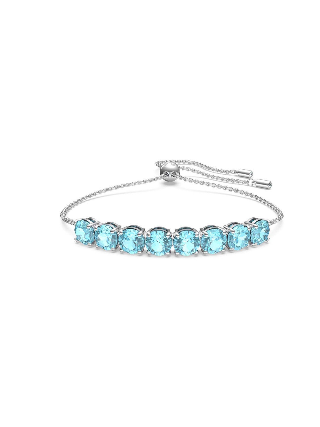 

SWAROVSKI Women Silver-Toned & Blue Crystals Rhodium-Plated Bangle-Style Bracelet