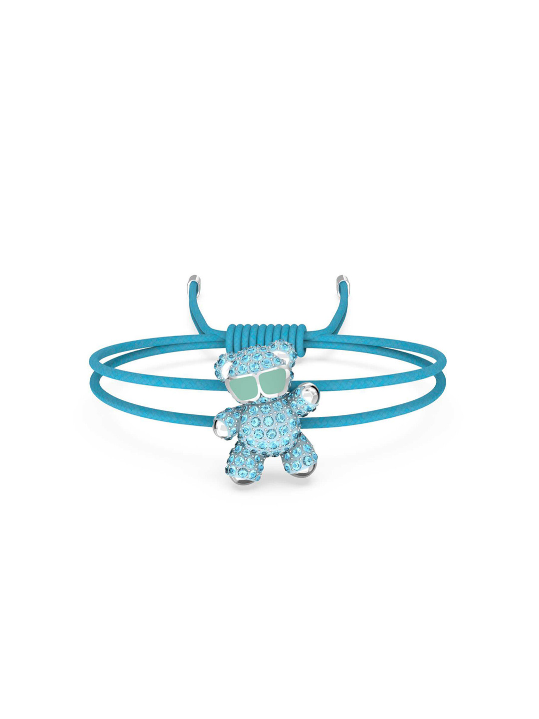 

SWAROVSKI Blue & Silver-Toned Crystals Rhodium-Plated Wraparound Bracelet