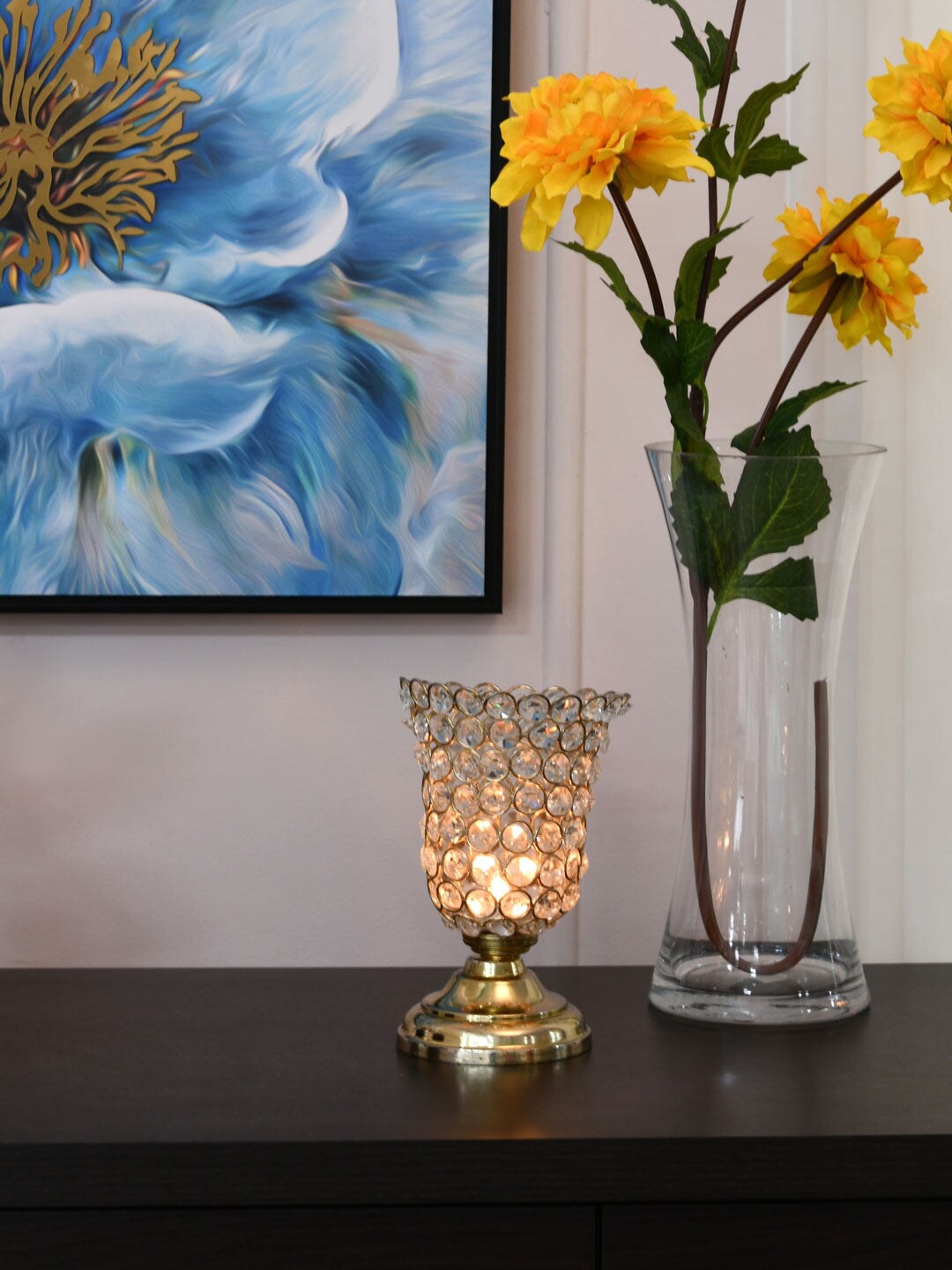 

Athome by Nilkamal Gold Toned Embellished Metal Candle Holder