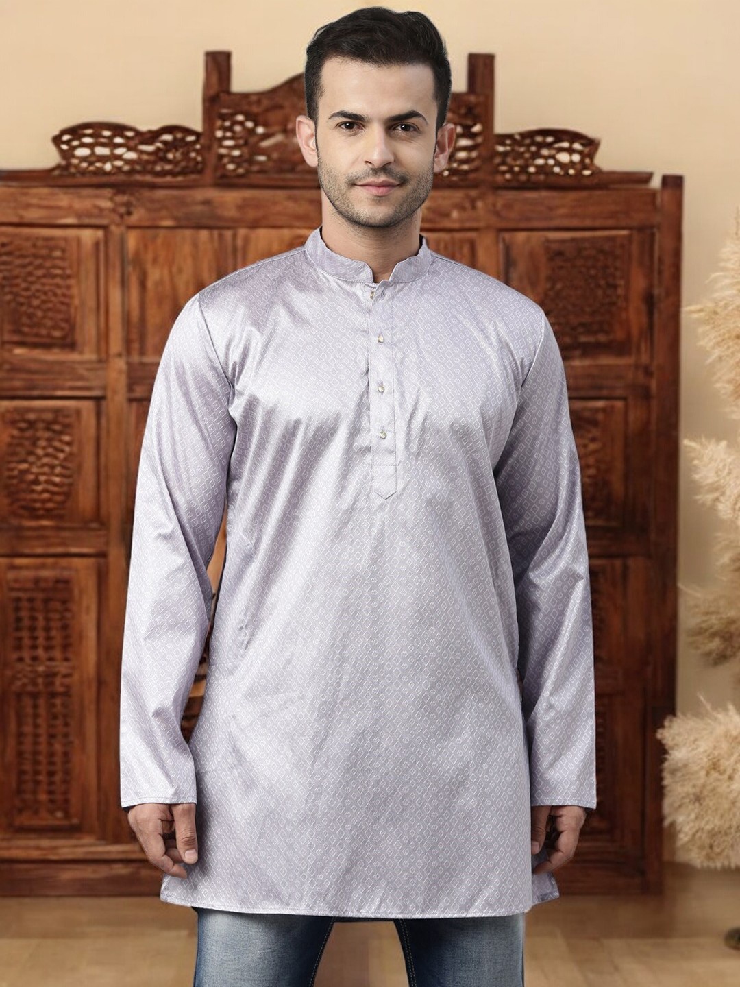 

TATTVA Men Lavender Printed Kurta