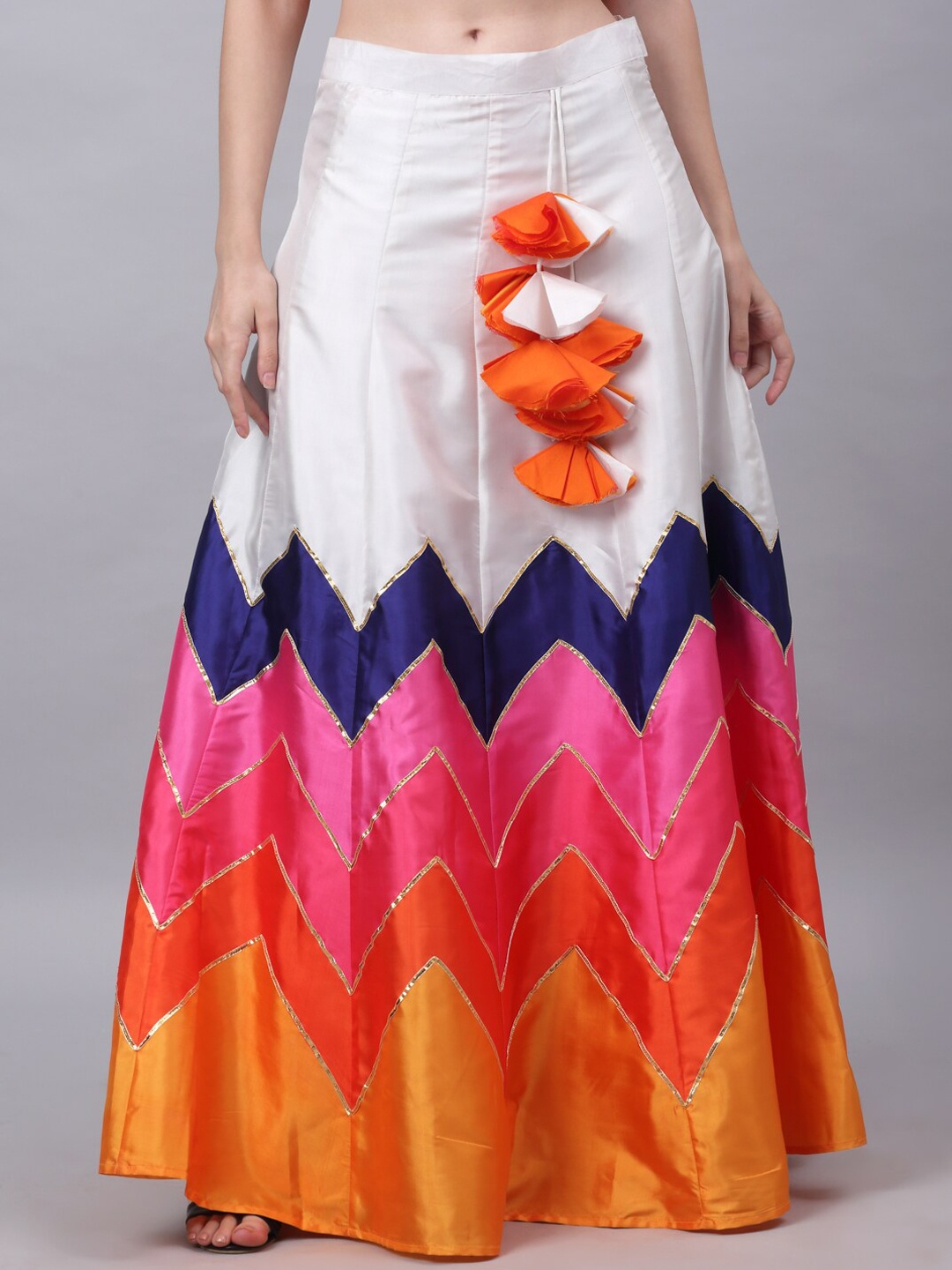 

NEUDIS Women Orange Striped Maxi Skirts