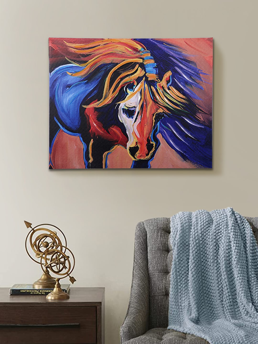 

TAYHAA Multicolored Deep Shades Horse Canvas Painting, Multi