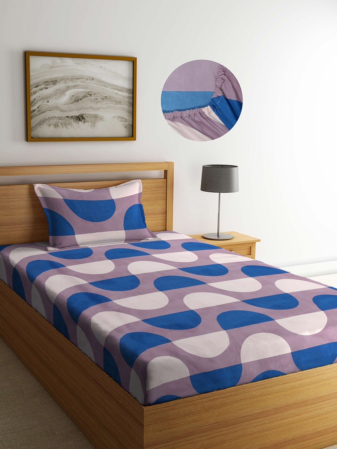 

Arrabi Multicoloured Graphic 300 TC Single Bedsheet with 1 Pillow Covers, Multi