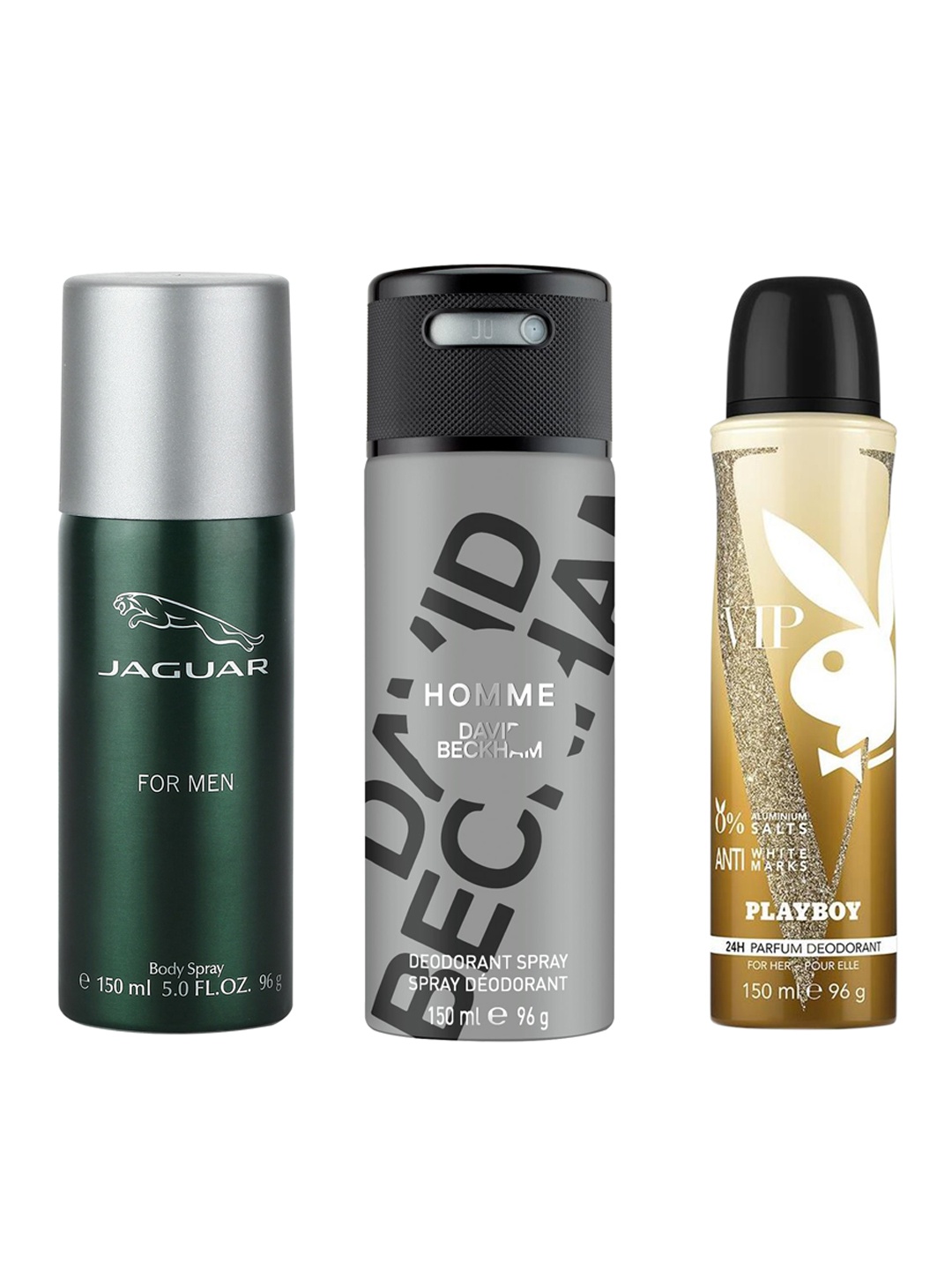 

JAGUAR For Men + David Beckham Homme + Playboy Vip W Deo Combo Set 450ml, Transparent