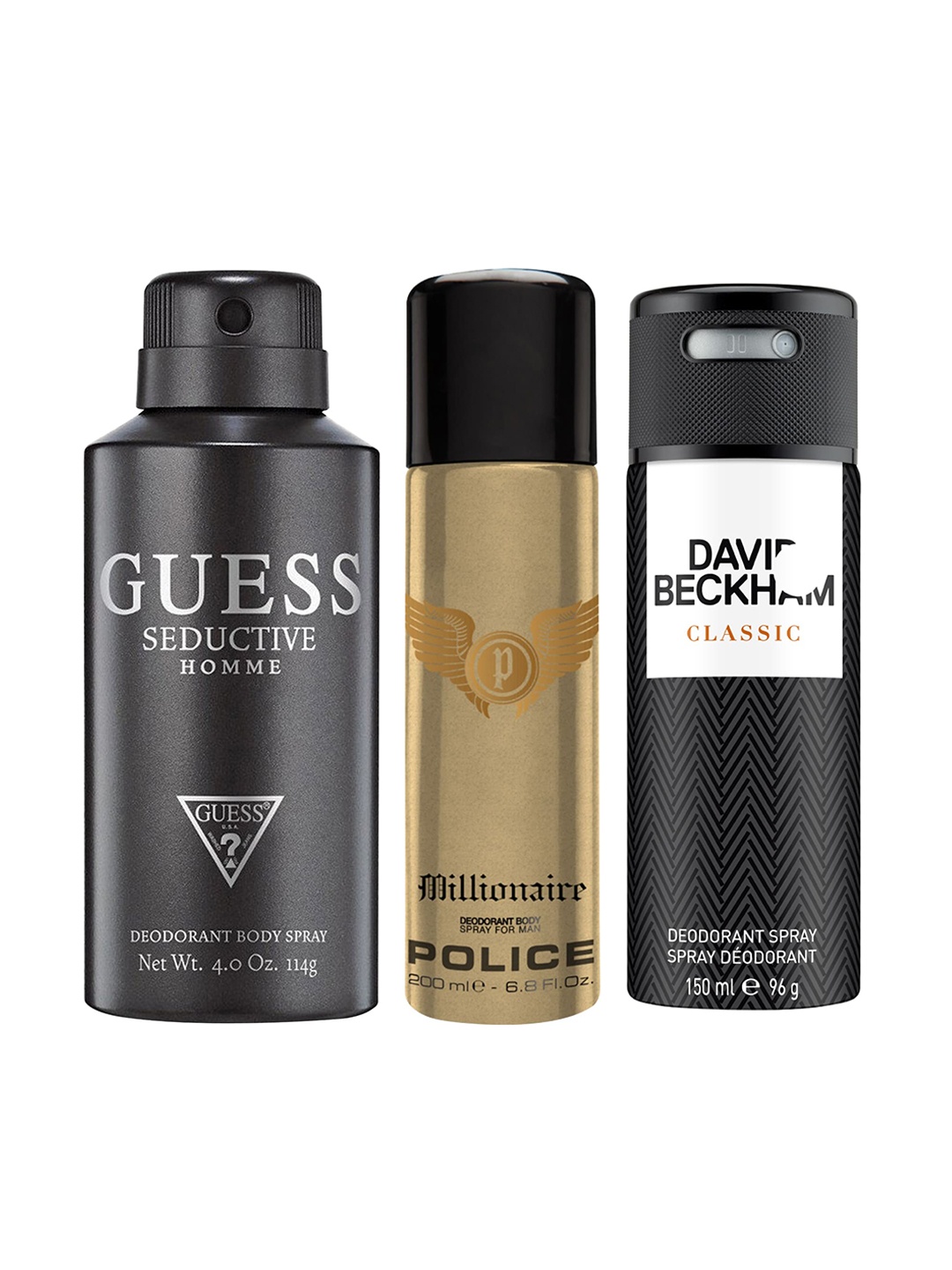 

GUESS x Police x David Beckham Men Set of 3 Deodorant Body Spray, Black
