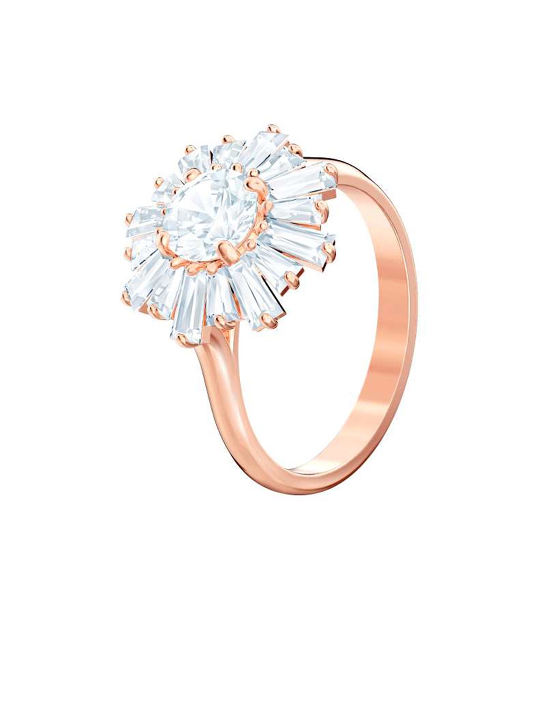 

SWAROVSKI Women White Rose-Gold Plated Crystals Studded Finger Ring