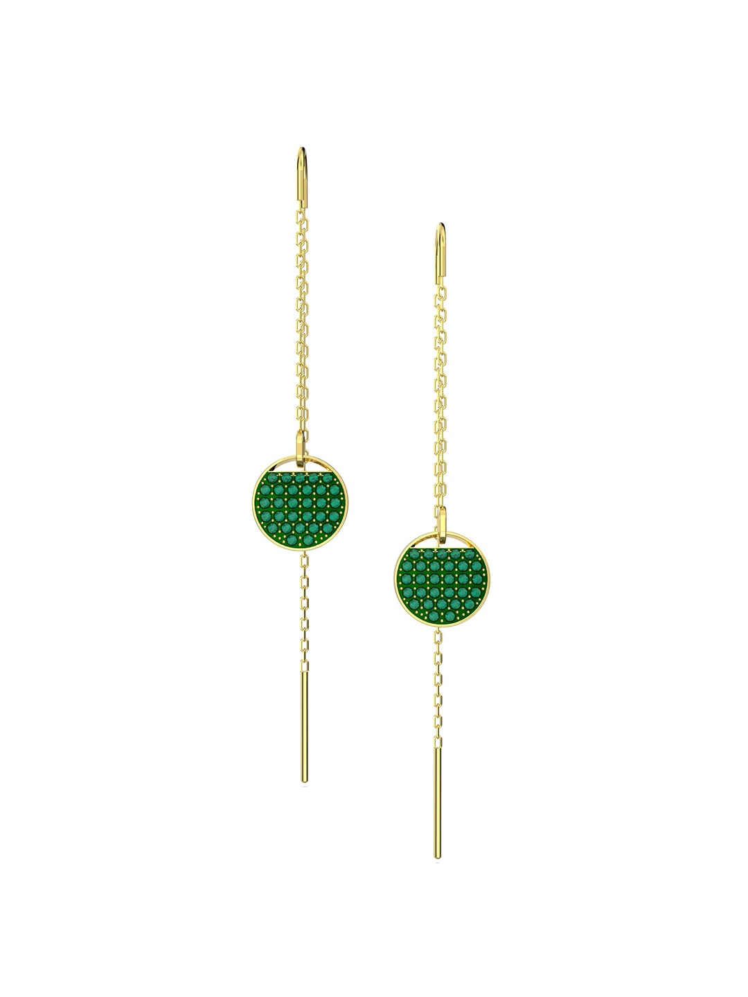 

SWAROVSKI Gold-Plated Green Contemporary Crystals Double Sided Drop Earrings