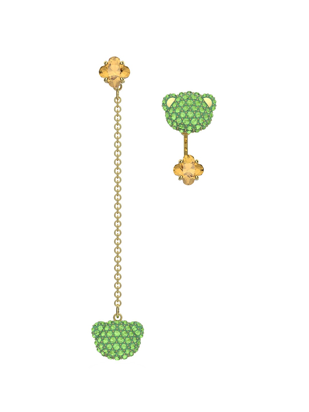 

SWAROVSKI Gold-Plated Green Contemporary Crystals Mismatch Drop Earrings