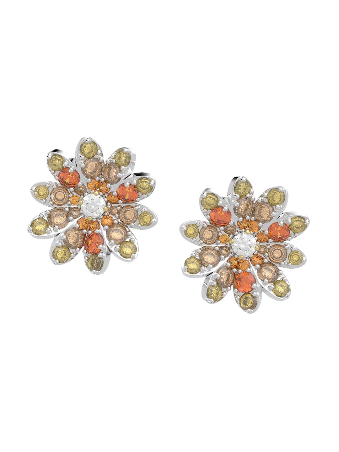 

SWAROVSKI Orange & Gold-Toned Silver Plated Contemporary Stud Earrings