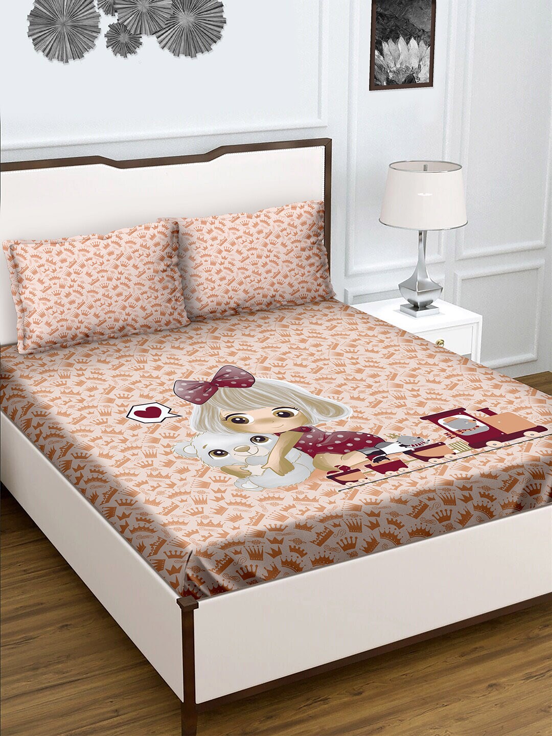 

BELLA CASA Brown 180 TC King Bedsheet with 2 Pillow Covers