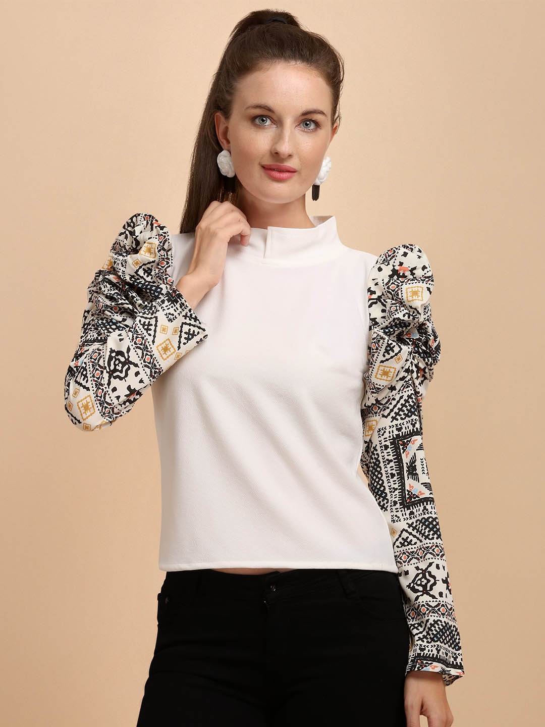 

Paralians White & Black Print Top