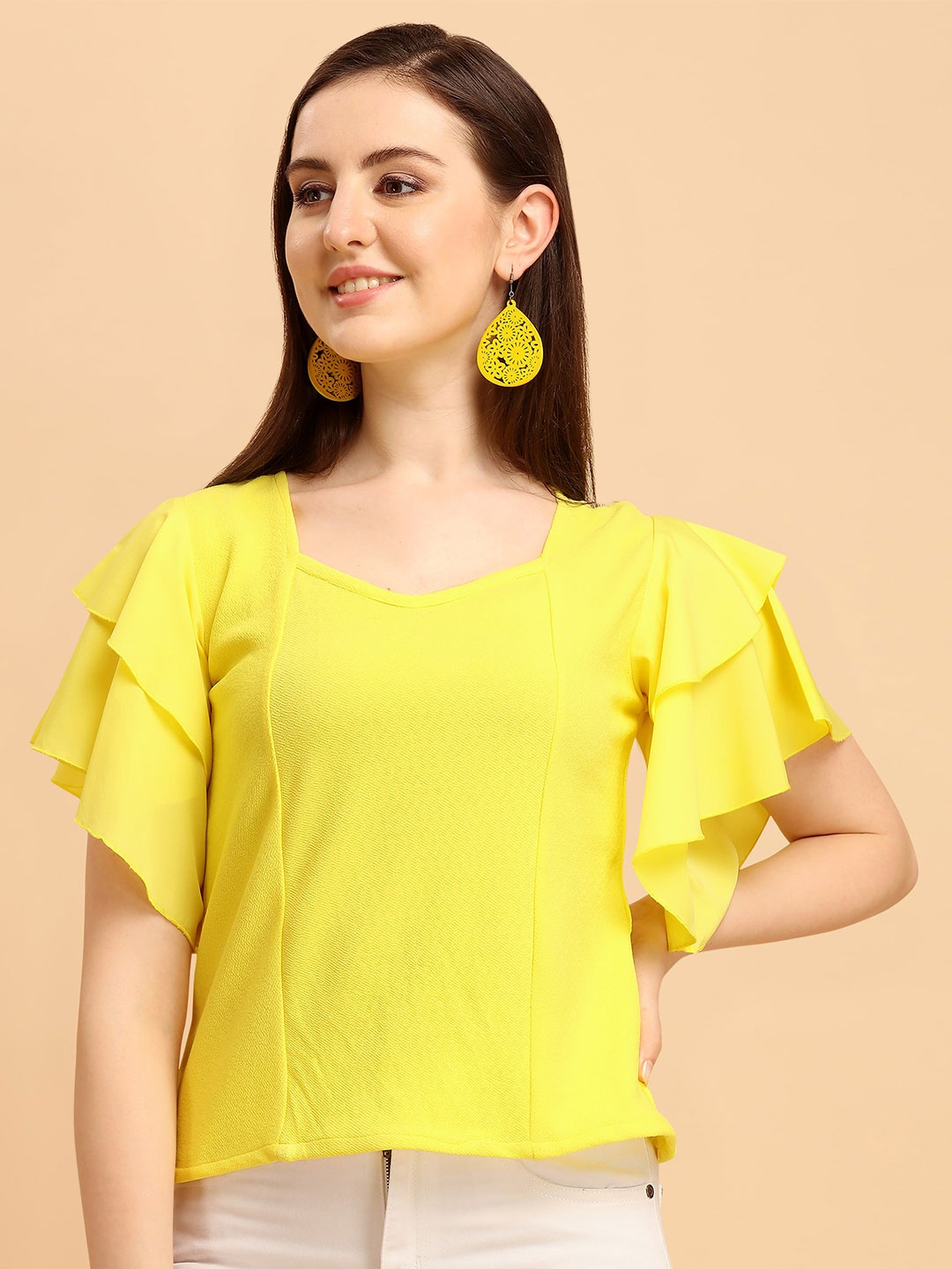 

Paralians Women Yellow Solid Top