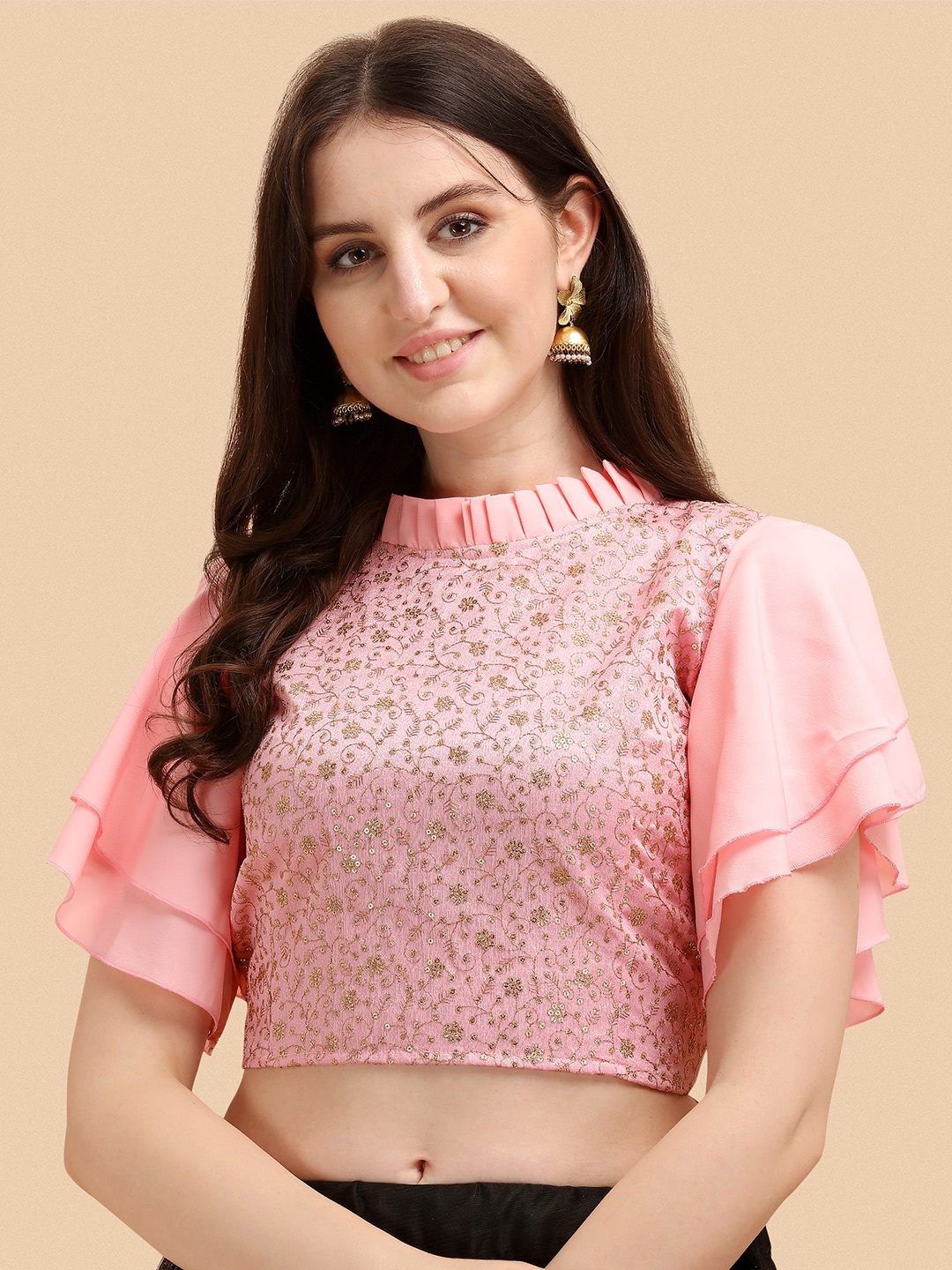 

Paralians Pink Embellished Crop Top