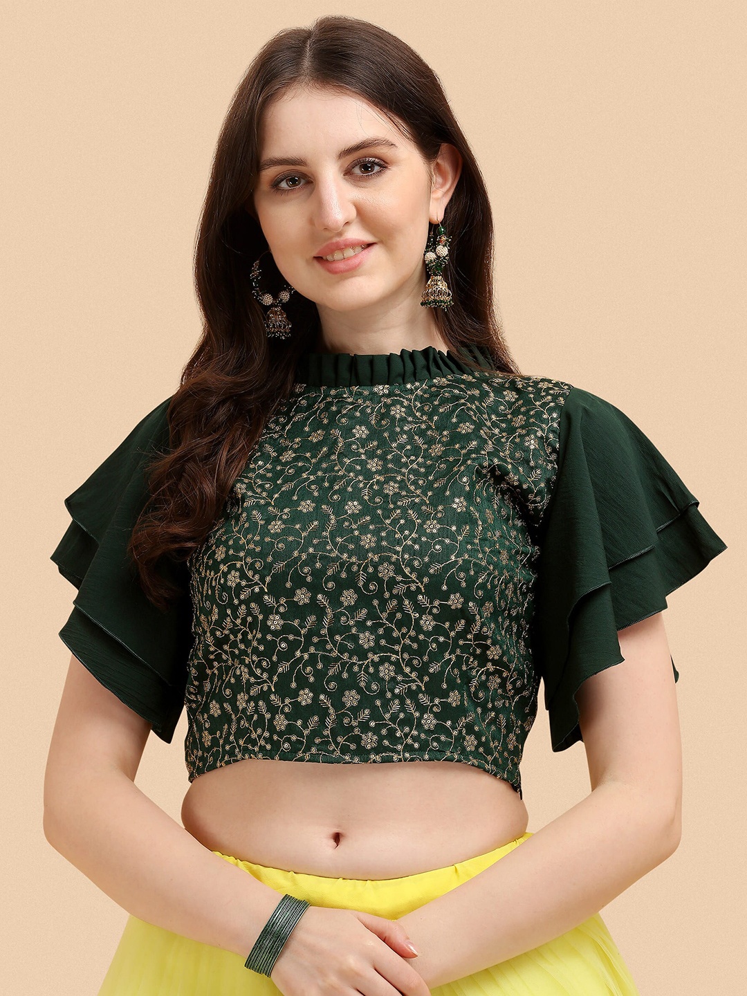 

Paralians Green Print Crop Top