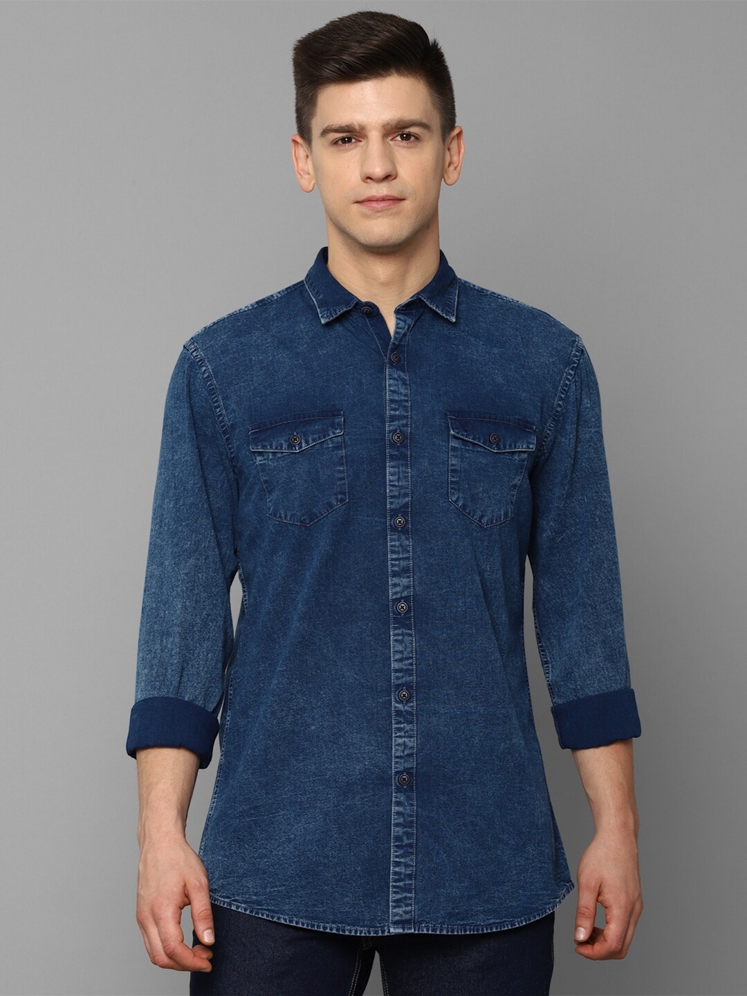 

Allen Solly Sport Men Navy Blue Faded Casual Shirt 100% Cotton