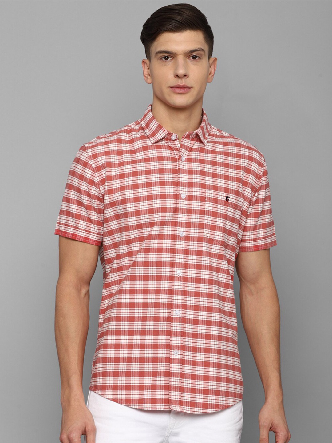 

Louis Philippe Jeans Men Red Slim Fit Checked Casual Shirt