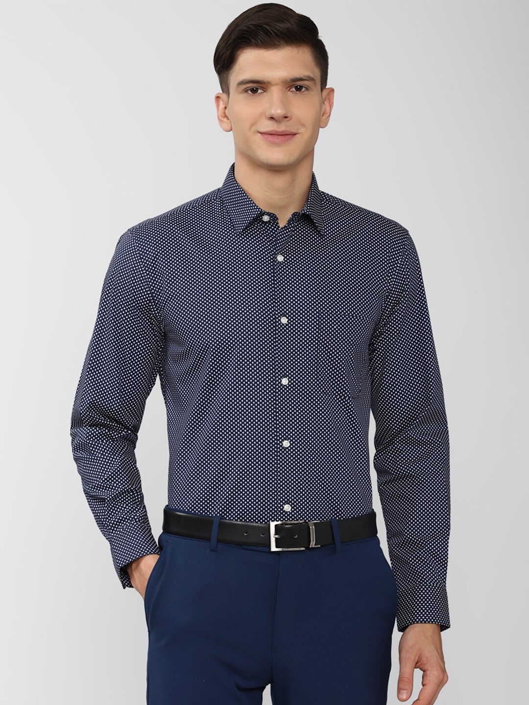 

Peter England Men Navy Blue Printed Formal Shirt
