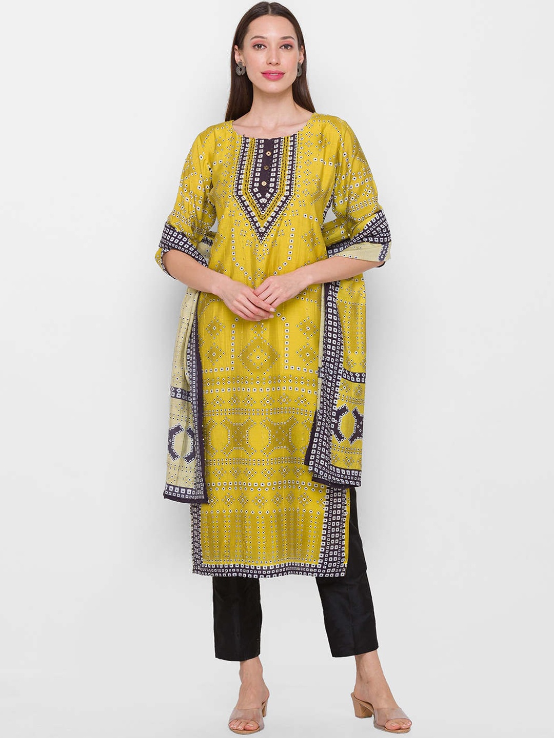 

ZOLA Women Yellow Kurti with Salwar & With Dupatta