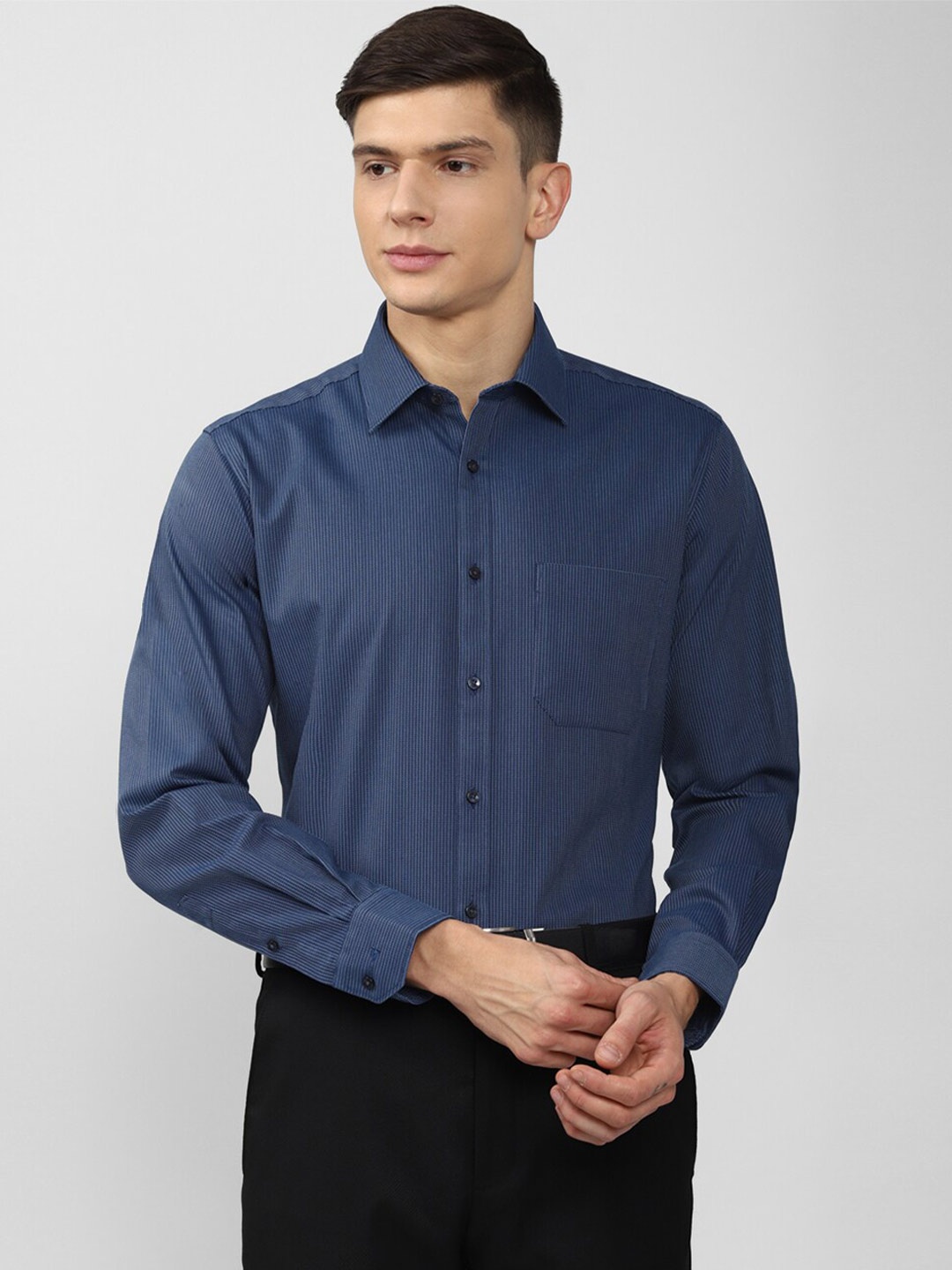 

Van Heusen Men Navy Blue Casual Shirt