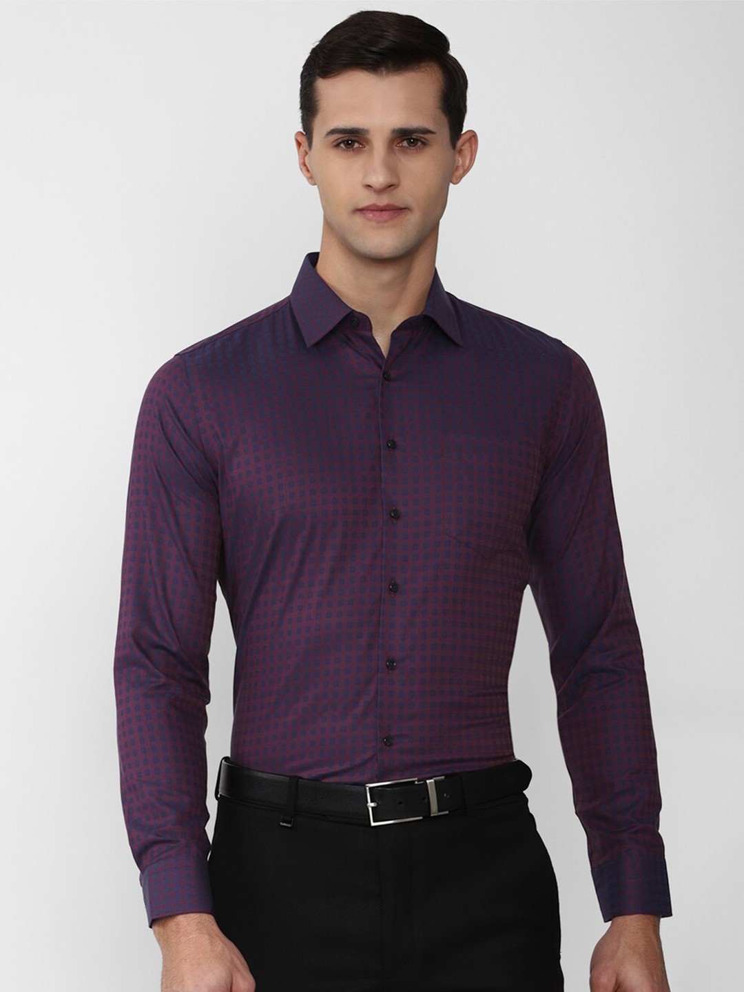 

Van Heusen Men Purple Slim Fit Checked Formal Shirt